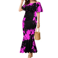 Pink Paint Splatter Design Mermaid Dress with Bowling Graphic and Custom Team Name Text - Wonder Print Shop