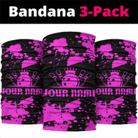 Pink Paint Splatter Design Neck Gaiter with Bowling Graphic TS04