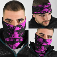 Pink Paint Splatter Design Neck Gaiter with Bowling Graphic TS04