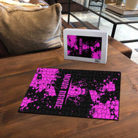 Pink Paint Splatter Design Puzzle with Bowling Graphic and Custom Team Name Text - Wonder Print Shop