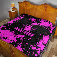 Pink Paint Splatter Design Quilt with Bowling Graphic and Custom Team Name Text - Wonder Print Shop