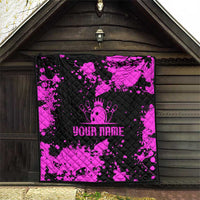 Pink Paint Splatter Design Quilt with Bowling Graphic and Custom Team Name Text - Wonder Print Shop