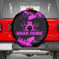 Pink Paint Splatter Design Spare Tire Cover with Bowling Graphic and Custom Team Name Text - Wonder Print Shop