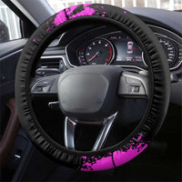 Pink Paint Splatter Design Steering Wheel Cover with Bowling Graphic - Wonder Print Shop