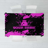 Pink Paint Splatter Design Tablecloth with Bowling Graphic and Custom Team Name Text - Wonder Print Shop