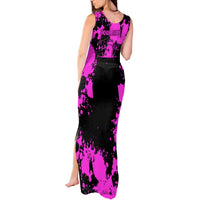 Pink Paint Splatter Design Tank Maxi Dress with Bowling Graphic and Custom Team Name Text - Wonder Print Shop