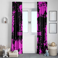 Pink Paint Splatter Design Window Curtain with Bowling Graphic and Custom Team Name Text - Wonder Print Shop