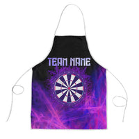 Dartboard and Darts Apron with Purple Smoke Background and Custom Team Name - Wonder Print Shop