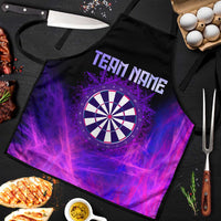 Dartboard and Darts Apron with Purple Smoke Background and Custom Team Name - Wonder Print Shop