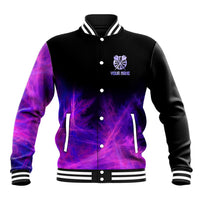 Dartboard and Darts Baseball Jacket with Purple Smoke Background and Custom Team Name - Wonder Print Shop