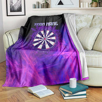 Dartboard and Darts Blanket with Purple Smoke Background and Custom Team Name - Wonder Print Shop
