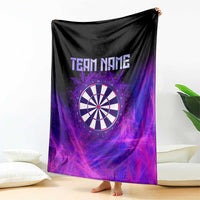 Dartboard and Darts Blanket with Purple Smoke Background and Custom Team Name - Wonder Print Shop