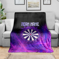 Dartboard and Darts Blanket with Purple Smoke Background and Custom Team Name - Wonder Print Shop