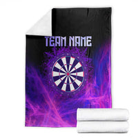 Dartboard and Darts Blanket with Purple Smoke Background and Custom Team Name - Wonder Print Shop