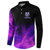 Dartboard and Darts Button Sweatshirt with Purple Smoke Background and Custom Team Name - Wonder Print Shop