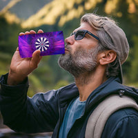 Dartboard and Darts 4 in 1 Can Cooler Tumbler with Purple Smoke Background and Custom Team Name - Wonder Print Shop