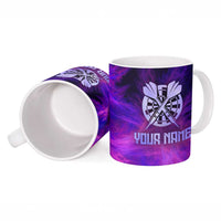 Dartboard and Darts Ceramic Mug with Purple Smoke Background and Custom Team Name - Wonder Print Shop
