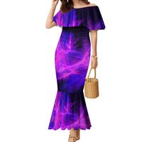 Dartboard and Darts Family Matching Mermaid Dress and Hawaiian Shirt with Purple Smoke Background and Custom Team Name - Wonder Print Shop