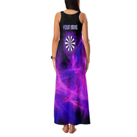 Dartboard and Darts Family Matching Tank Maxi Dress and Hawaiian Shirt with Purple Smoke Background and Custom Team Name - Wonder Print Shop