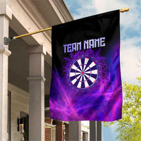 Dartboard and Darts Garden Flag with Purple Smoke Background and Custom Team Name - Wonder Print Shop