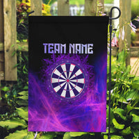 Dartboard and Darts Garden Flag with Purple Smoke Background and Custom Team Name - Wonder Print Shop