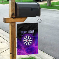 Dartboard and Darts Garden Flag with Purple Smoke Background and Custom Team Name - Wonder Print Shop