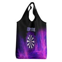 Dartboard and Darts Grocery Bag with Purple Smoke Background and Custom Team Name - Wonder Print Shop