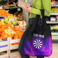 Dartboard and Darts Grocery Bag with Purple Smoke Background and Custom Team Name - Wonder Print Shop