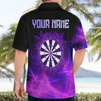 Dartboard and Darts Hawaiian Shirt with Purple Smoke Background and Custom Team Name - Wonder Print Shop