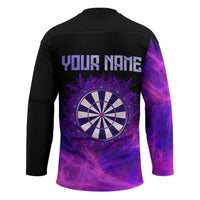 Dartboard and Darts Hockey Jersey with Purple Smoke Background and Custom Team Name - Wonder Print Shop