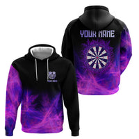Dartboard and Darts Hoodie with Purple Smoke Background and Custom Team Name - Wonder Print Shop