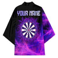 Dartboard and Darts Kimono with Purple Smoke Background and Custom Team Name - Wonder Print Shop