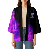 Dartboard and Darts Kimono with Purple Smoke Background and Custom Team Name - Wonder Print Shop