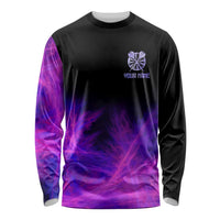 Dartboard and Darts Long Sleeve Shirt with Purple Smoke Background and Custom Team Name - Wonder Print Shop