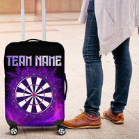 Dartboard and Darts Luggage Cover with Purple Smoke Background and Custom Team Name - Wonder Print Shop