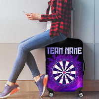 Dartboard and Darts Luggage Cover with Purple Smoke Background and Custom Team Name - Wonder Print Shop