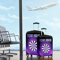 Dartboard and Darts Luggage Cover with Purple Smoke Background and Custom Team Name - Wonder Print Shop