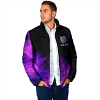 Dartboard and Darts Padded Jacket with Purple Smoke Background and Custom Team Name - Wonder Print Shop