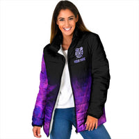 Dartboard and Darts Padded Jacket with Purple Smoke Background and Custom Team Name - Wonder Print Shop