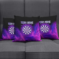 Dartboard and Darts Pillow Cover with Purple Smoke Background and Custom Team Name - Wonder Print Shop