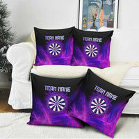 Dartboard and Darts Pillow Cover with Purple Smoke Background and Custom Team Name - Wonder Print Shop