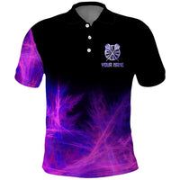 Dartboard and Darts Polo Shirt with Purple Smoke Background and Custom Team Name - Wonder Print Shop