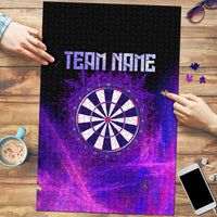 Dartboard and Darts Puzzle with Purple Smoke Background and Custom Team Name - Wonder Print Shop