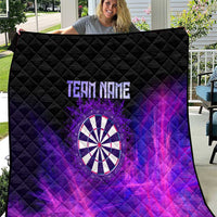 Dartboard and Darts Quilt with Purple Smoke Background and Custom Team Name - Wonder Print Shop