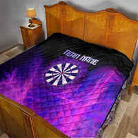 Dartboard and Darts Quilt with Purple Smoke Background and Custom Team Name - Wonder Print Shop