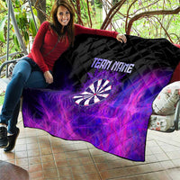 Dartboard and Darts Quilt with Purple Smoke Background and Custom Team Name - Wonder Print Shop