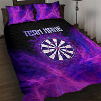 Dartboard and Darts Quilt Bed Set with Purple Smoke Background and Custom Team Name - Wonder Print Shop