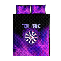 Dartboard and Darts Quilt Bed Set with Purple Smoke Background and Custom Team Name - Wonder Print Shop