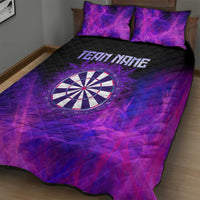 Dartboard and Darts Quilt Bed Set with Purple Smoke Background and Custom Team Name - Wonder Print Shop