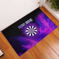 Dartboard and Darts Rubber Doormat with Purple Smoke Background and Custom Team Name - Wonder Print Shop